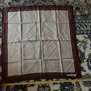 VINTAGE: Etienne Aigner | classic, square silk scarf 25” brown/tan Foulard logo